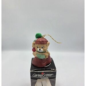 Vintage Jasco Caring Critter Chimer Bell Mother Bear‎ Carrying Baby Cub Ornament